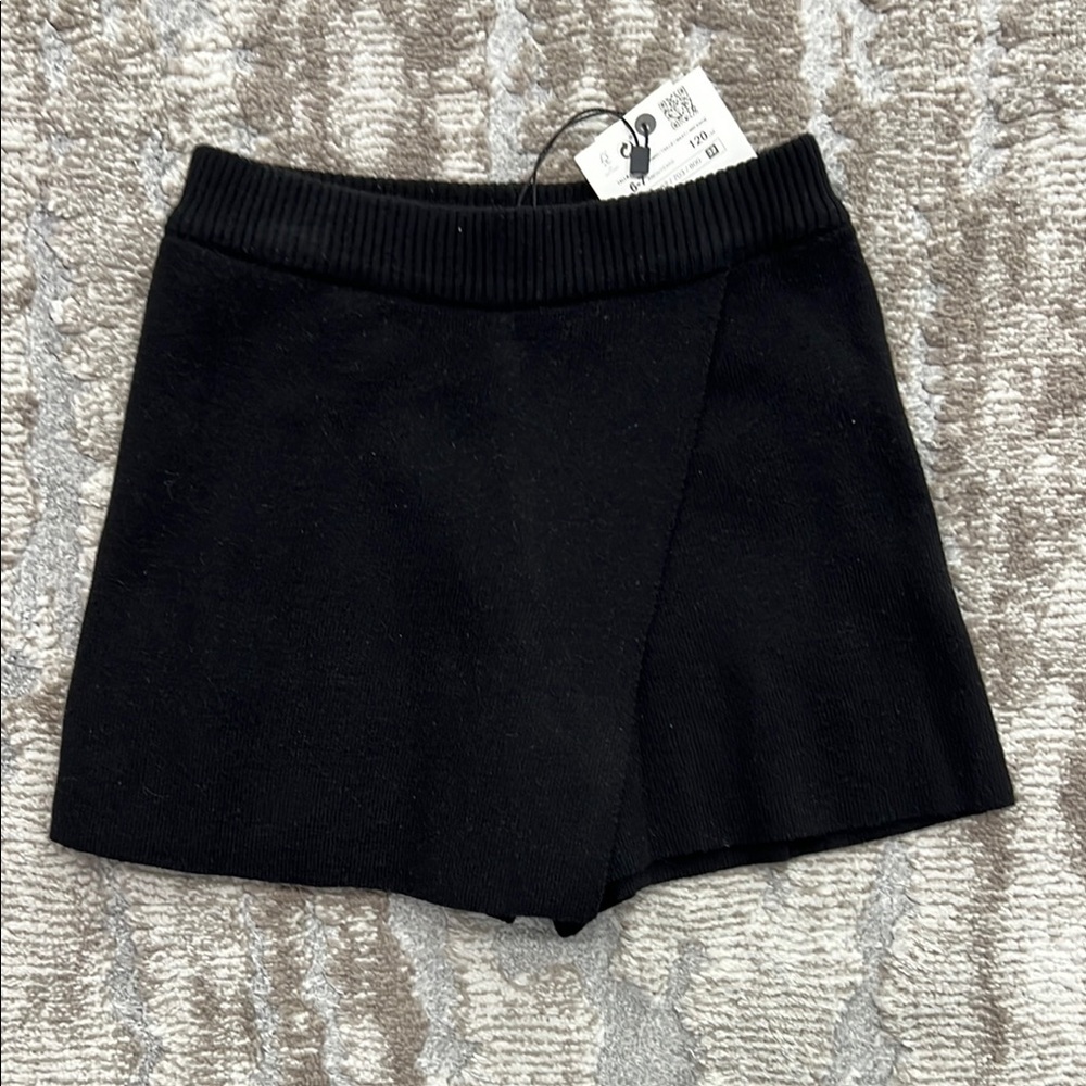 NWT Zara Kids Black Skort with Ribbed Waistband